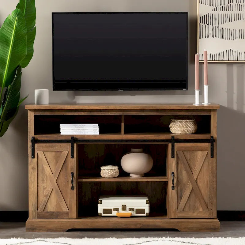 Meuble TV Middlebrook Highboy de 52 pouces avec portes coulissantes de style grange