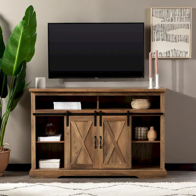 Meuble TV Middlebrook Highboy de 52 pouces avec portes coulissantes de style grange