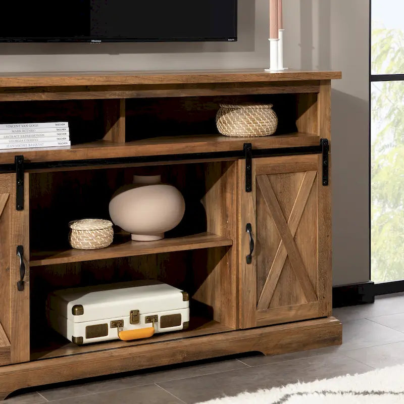 Meuble TV Middlebrook Highboy de 52 pouces avec portes coulissantes de style grange
