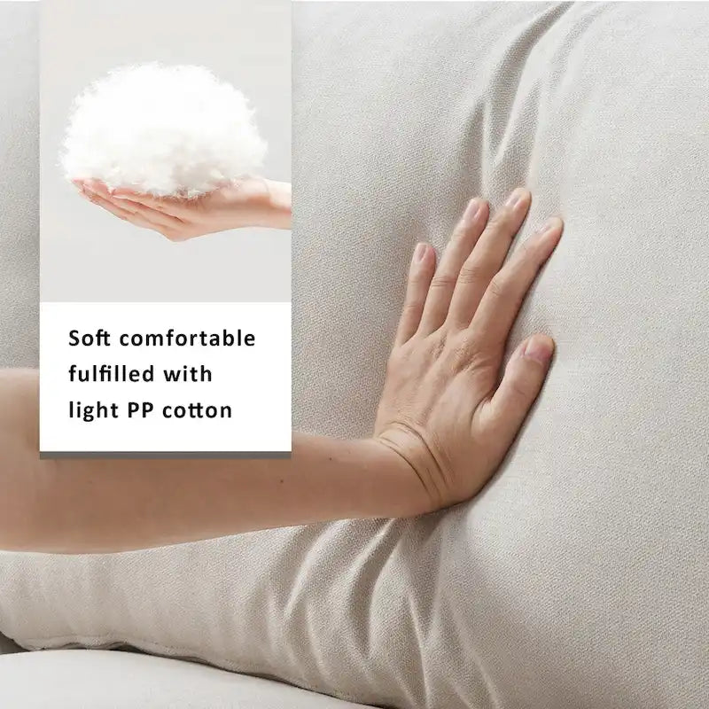 Canapé d'angle en polyester avec 2 coussins offerts et pouf convertible