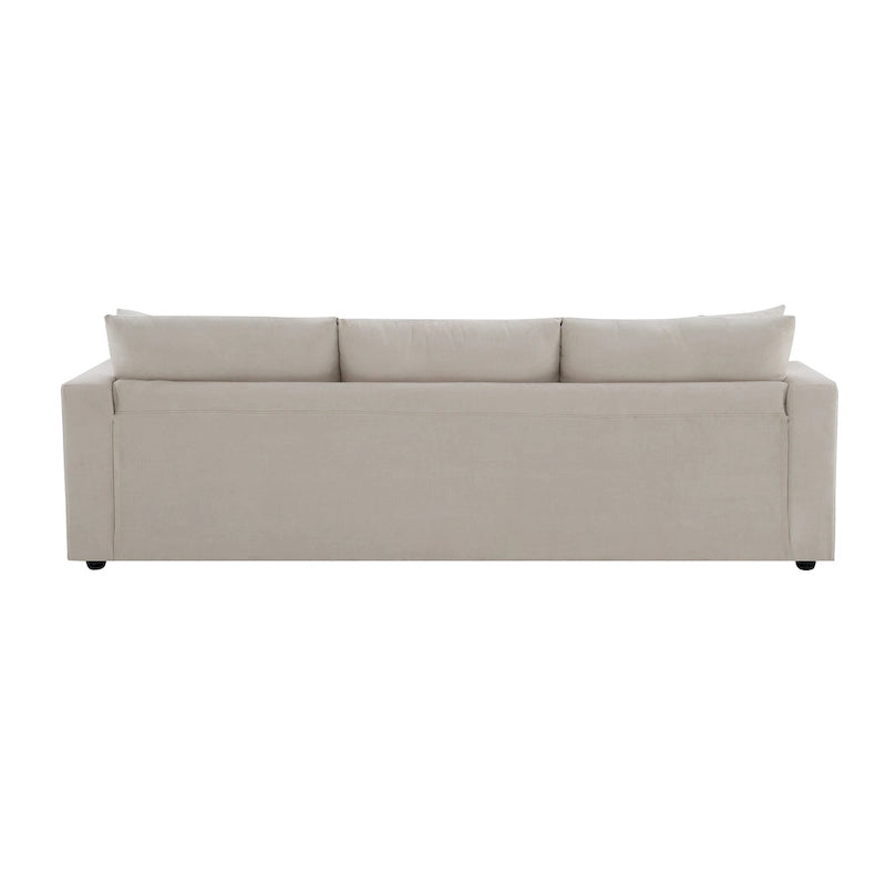 Canapé d'angle en polyester avec 2 coussins offerts et pouf convertible
