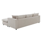 Canapé d'angle en polyester avec 2 coussins offerts et pouf convertible