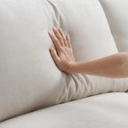 Canapé d'angle en polyester avec 2 coussins offerts et pouf convertible