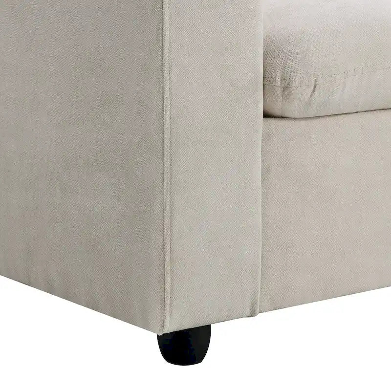 Canapé d'angle en polyester avec 2 coussins offerts et pouf convertible