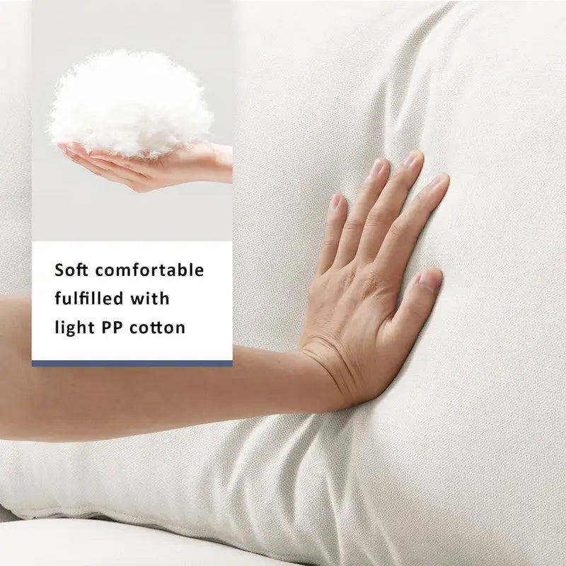 Canapé d'angle en polyester avec 2 coussins offerts et pouf convertible