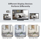 Canapé d'angle en polyester avec 2 coussins offerts et pouf convertible