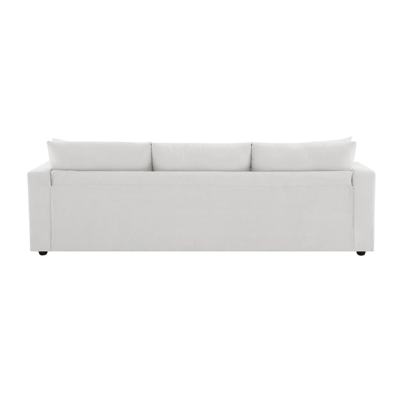 Canapé d'angle en polyester avec 2 coussins offerts et pouf convertible