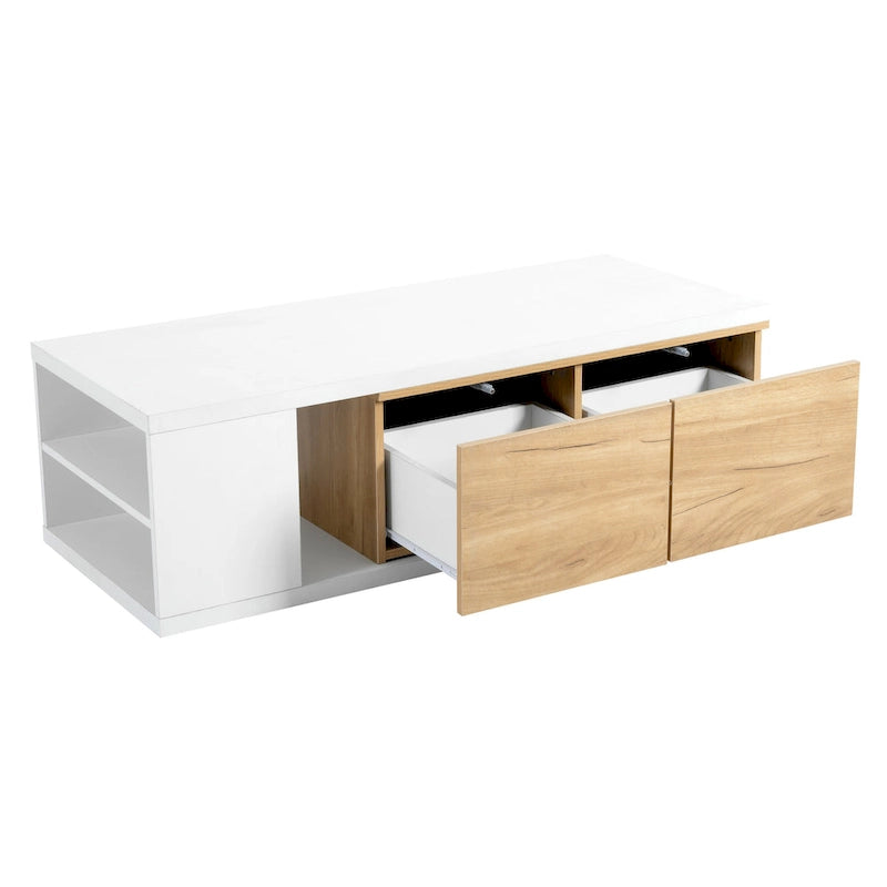 Table basse multifonctionnelle avec rangement dissimulé et 2 tiroirs