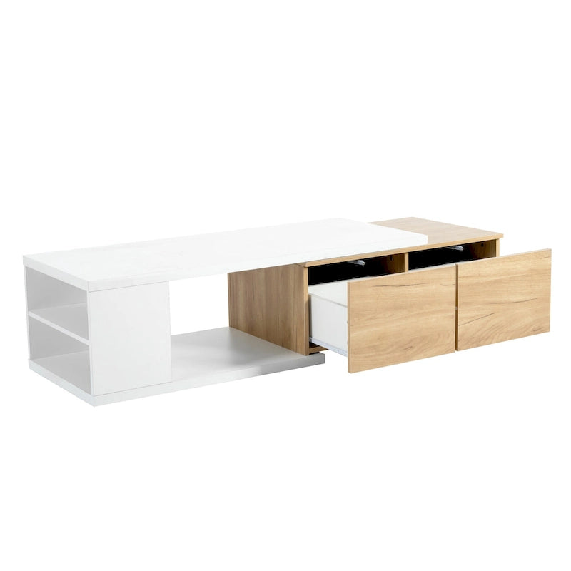 Table basse multifonctionnelle avec rangement dissimulé et 2 tiroirs