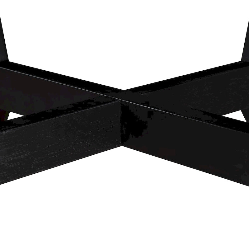 Table basse ronde de style campagnard en bois avec 4 pieds en bois massif