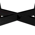 Table basse ronde de style campagnard en bois avec 4 pieds en bois massif