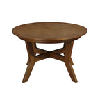 Table basse ronde de style campagnard en bois avec 4 pieds en bois massif