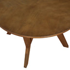 Table basse ronde de style campagnard en bois avec 4 pieds en bois massif
