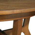 Table basse ronde de style campagnard en bois avec 4 pieds en bois massif