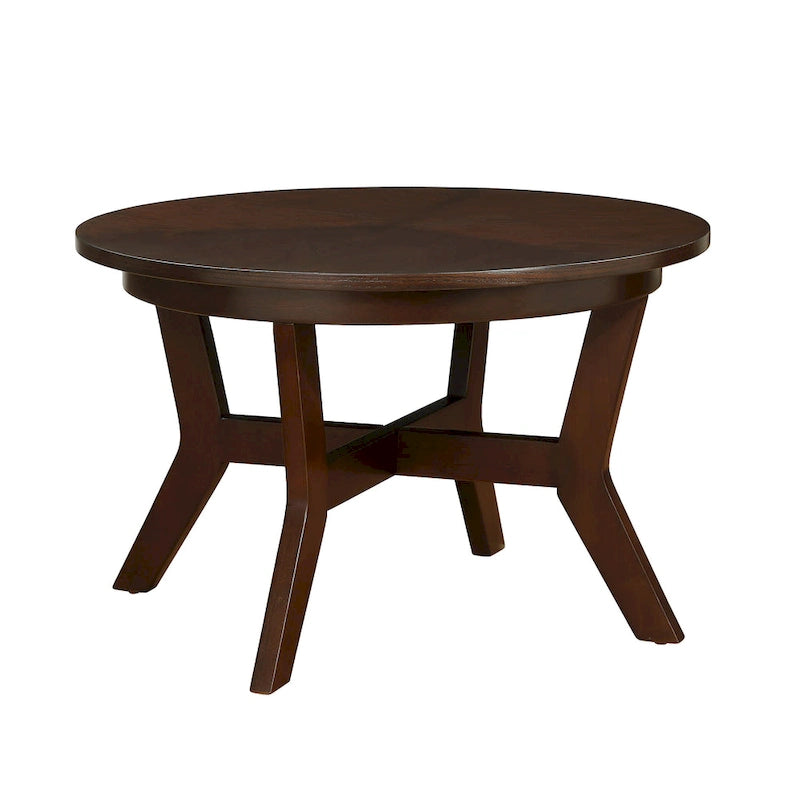 Table basse ronde de style campagnard en bois avec 4 pieds en bois massif