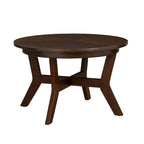 Table basse ronde de style campagnard en bois avec 4 pieds en bois massif