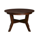 Table basse ronde de style campagnard en bois avec 4 pieds en bois massif
