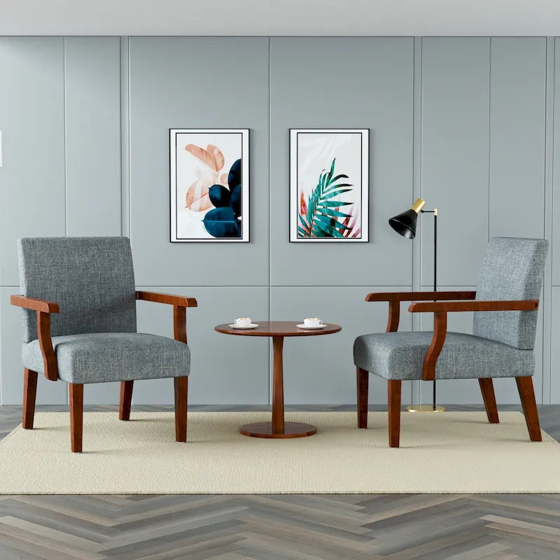 Fauteuils gris 18,7 avec table ronde (lot de 2)