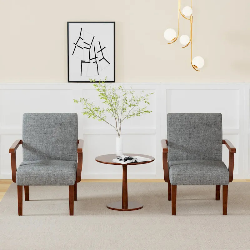 Fauteuils gris 18,7 avec table ronde (lot de 2)