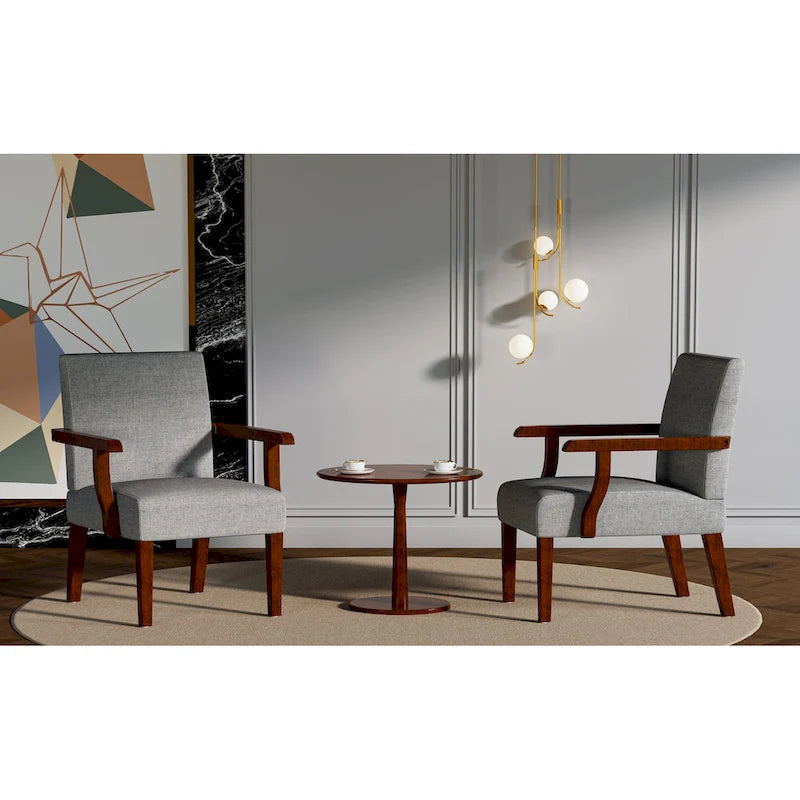 Fauteuils gris 18,7 avec table ronde (lot de 2)