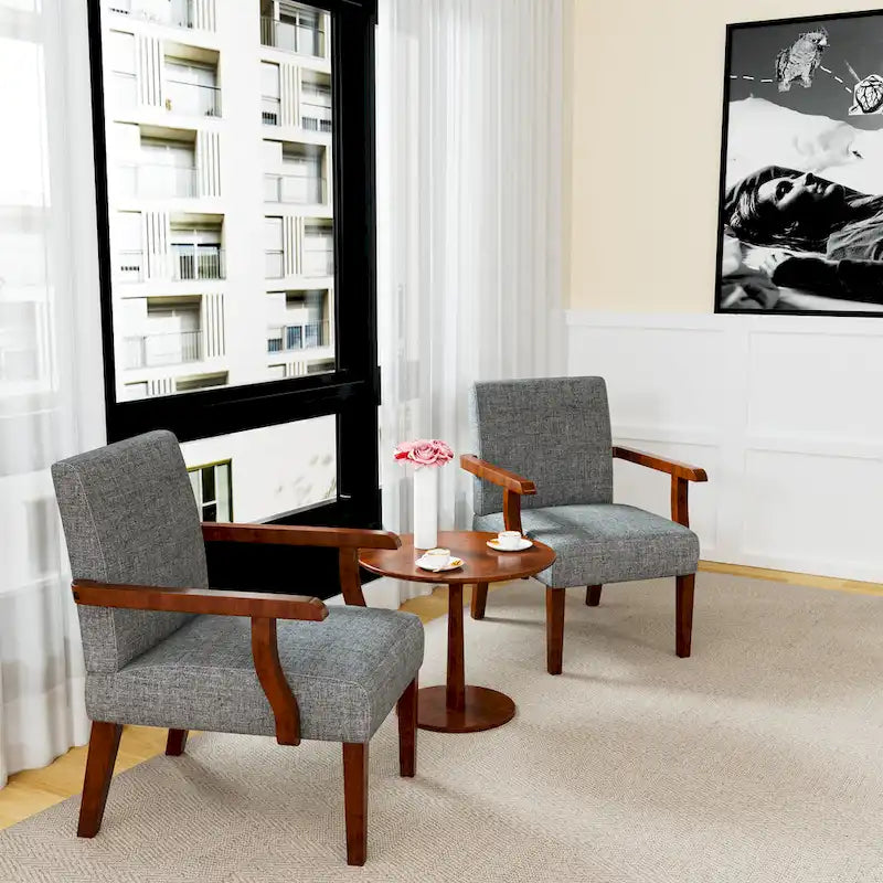 Fauteuils gris 18,7 avec table ronde (lot de 2)