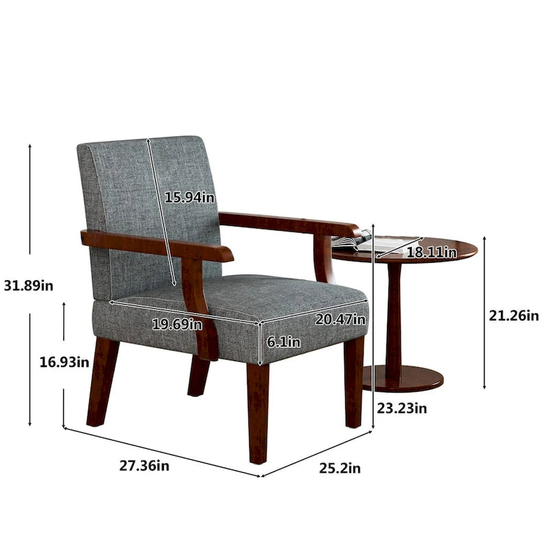 Fauteuils gris 18,7 avec table ronde (lot de 2)