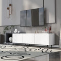 Meuble TV extensible blanc moderne avec 3 tiroirs et une étagère pour téléviseurs jusqu'à 80 pouces