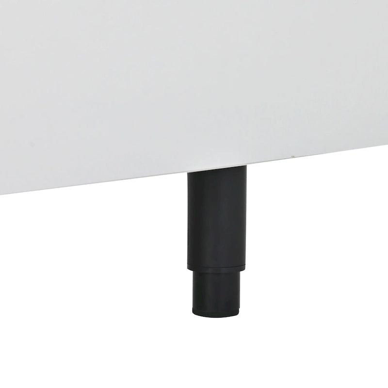 Meuble TV extensible blanc moderne avec 3 tiroirs et une étagère pour téléviseurs jusqu'à 80 pouces