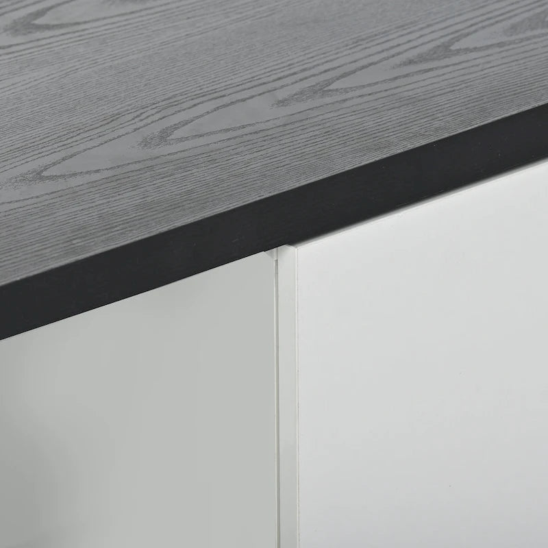 Meuble TV extensible blanc moderne avec 3 tiroirs et une étagère pour téléviseurs jusqu'à 80 pouces