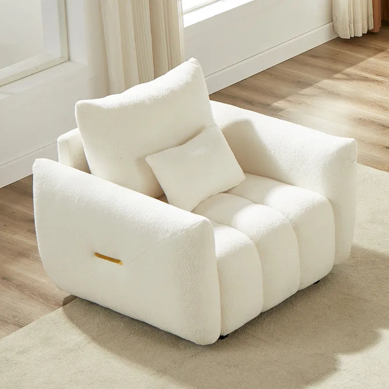 Fauteuil lounge Teddy beige 39,7 cm en tissu avec pieds en plastique
