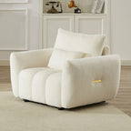 Fauteuil lounge Teddy beige 39,7 cm en tissu avec pieds en plastique