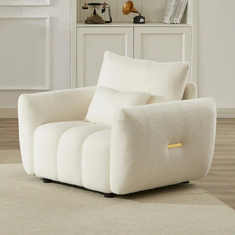 Fauteuil lounge Teddy beige 39,7 cm en tissu avec pieds en plastique