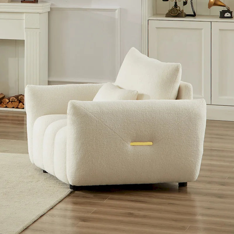 Fauteuil lounge Teddy beige 39,7 cm en tissu avec pieds en plastique