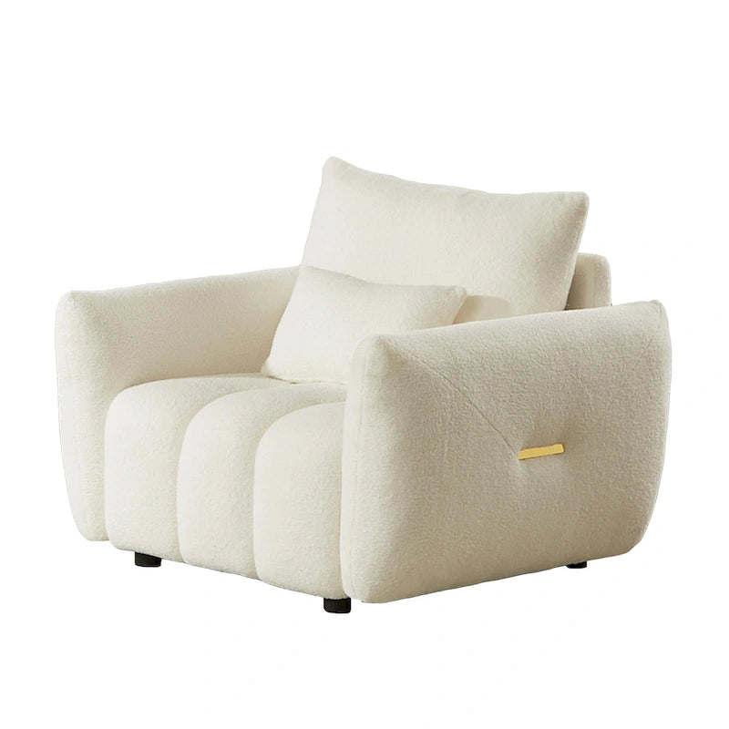Fauteuil lounge Teddy beige 39,7 cm en tissu avec pieds en plastique