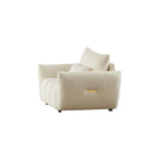 Fauteuil lounge Teddy beige 39,7 cm en tissu avec pieds en plastique