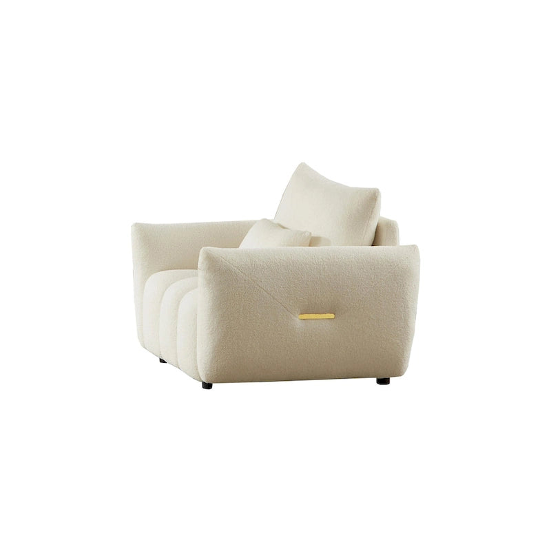 Fauteuil lounge Teddy beige 39,7 cm en tissu avec pieds en plastique