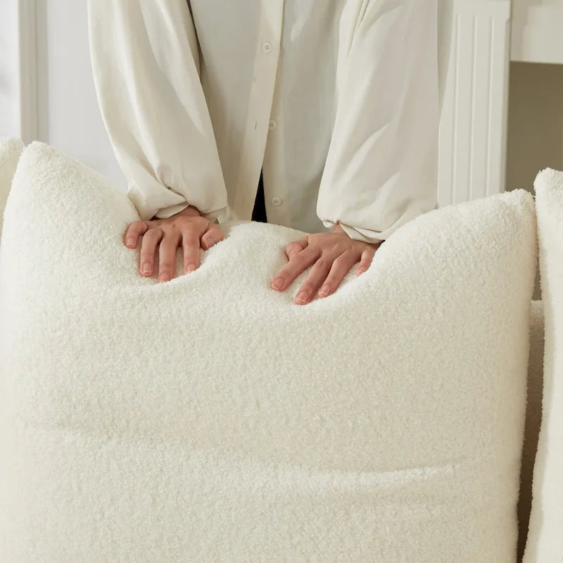 Fauteuil lounge Teddy beige 39,7 cm en tissu avec pieds en plastique