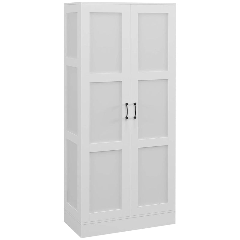 71 Tall Storage Cabinet with Movable Storage Shelves, Modern Style Pantry Cupboard Cabinet with Soft Close Doors, White