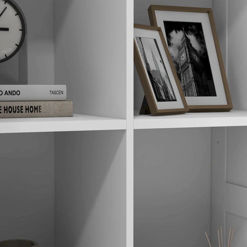 Armoire de rangement haute de 71 cm avec étagères amovibles, style moderne, avec portes à fermeture amortie, blanche