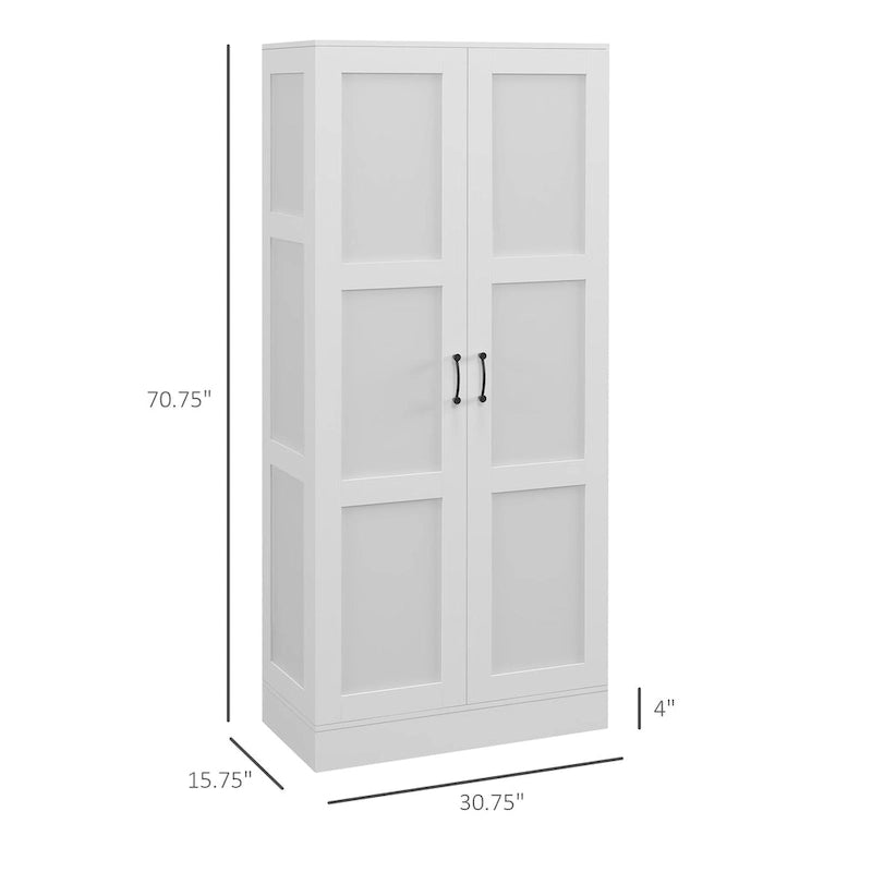 Armoire de rangement haute de 71 cm avec étagères amovibles, style moderne, avec portes à fermeture amortie, blanche