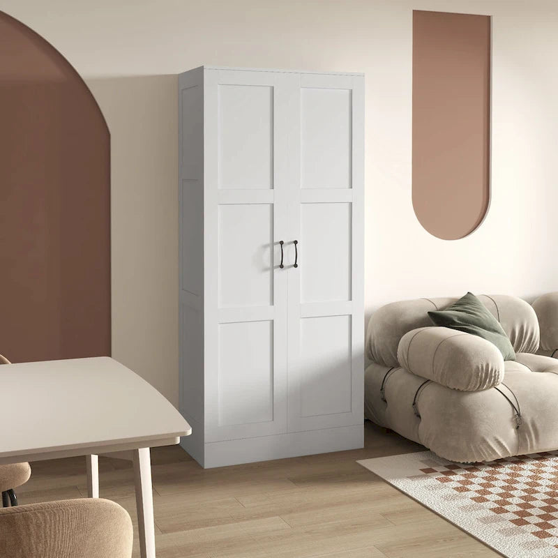 Armoire de rangement haute de 71 cm avec étagères amovibles, style moderne, avec portes à fermeture amortie, blanche