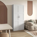 Armoire de rangement haute de 71 cm avec étagères amovibles, style moderne, avec portes à fermeture amortie, blanche