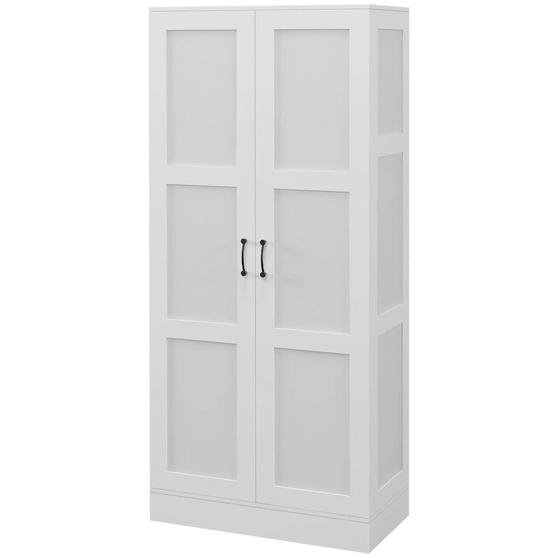Armoire de rangement haute de 71 cm avec étagères amovibles, style moderne, avec portes à fermeture amortie, blanche