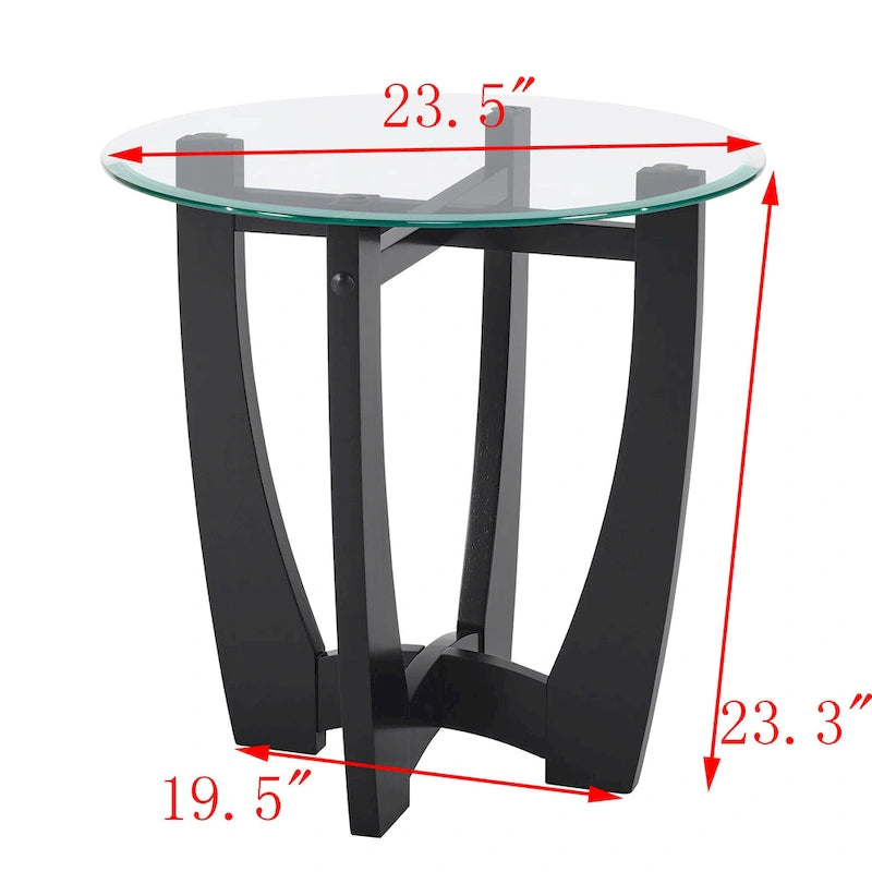 Table basse ronde en verre de 23,5 pouces