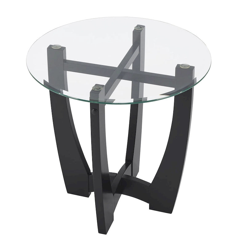 Table basse ronde en verre de 23,5 pouces