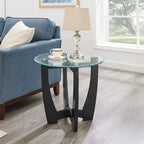 Table basse ronde en verre de 23,5 pouces