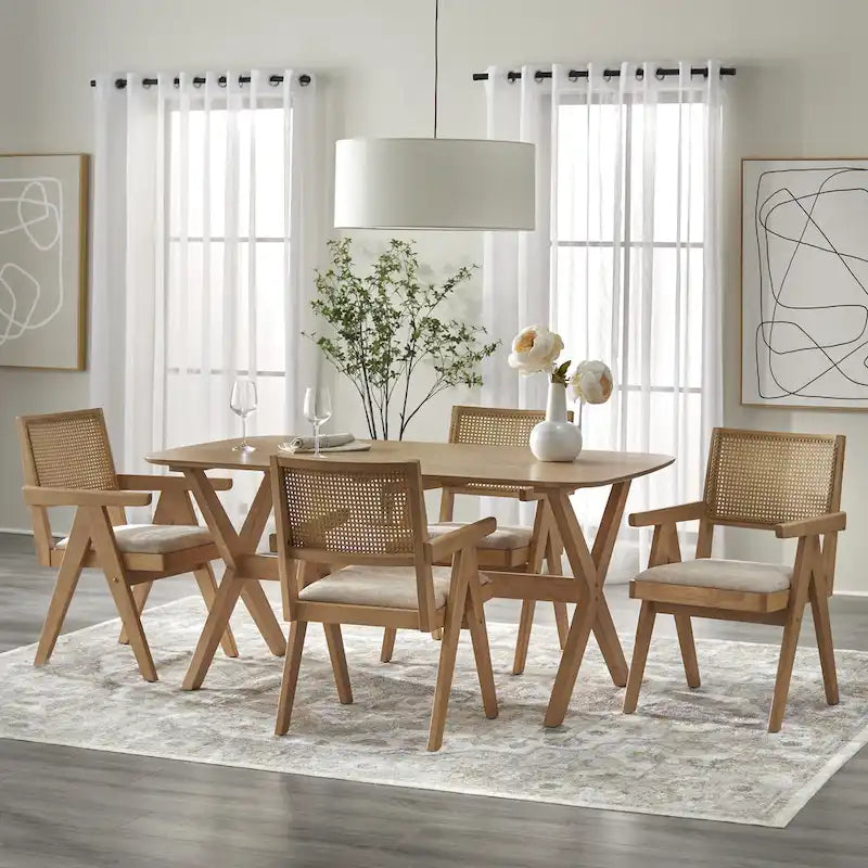 Lifestorey Baywood 5-Piece Solid Wood Armchair Dining Set