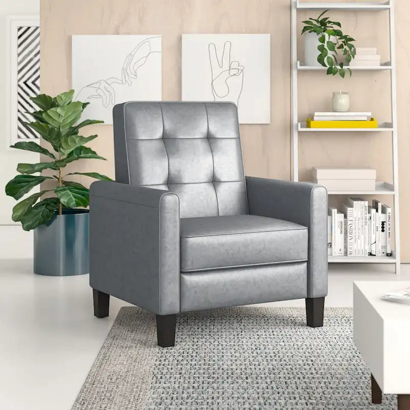 Fauteuil inclinable manuel Roomfitters 68 cm de large avec accoudoirs arrondis et rembourrage moelleux pour un confort optimal, gris foncé