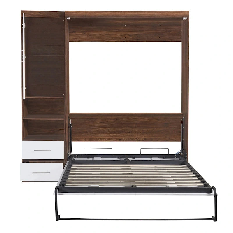 Lit escamotable mural pleine grandeur avec armoire