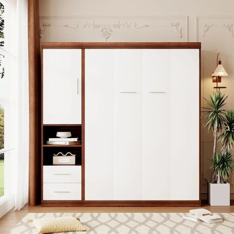 Lit escamotable mural pleine grandeur avec armoire